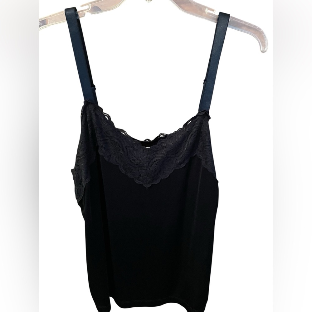 Woman’s Black Lace Trim Camisole Chico’s Size 2 -Large